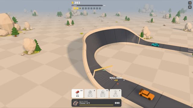 A toy car riding sideways along a wall ride